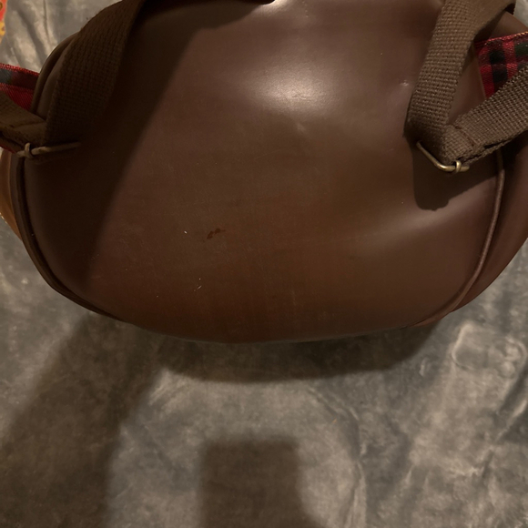 Vintage 90s Dr. Martens Plaid Drawstring Duffel Backpack Large Red Brown main image 4